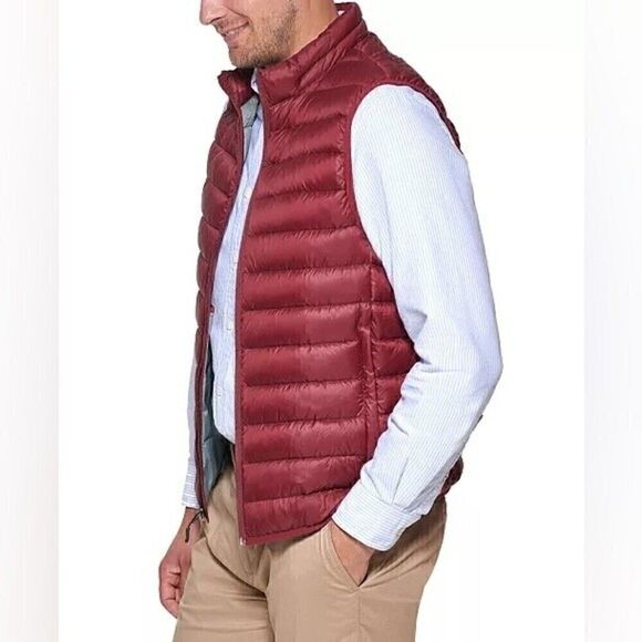 CLUB ROOMMen's Quilted Packable Puffer Vest, jacket color port Men's winter coat - Picture 6 of 16